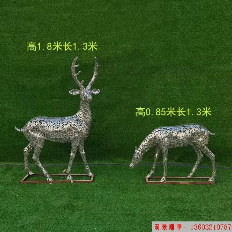 不锈钢各种姿态小鹿雕塑 景观小鹿雕塑6