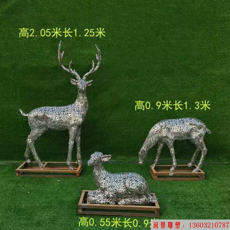 不锈钢各种姿态小鹿雕塑 景观小鹿雕塑5